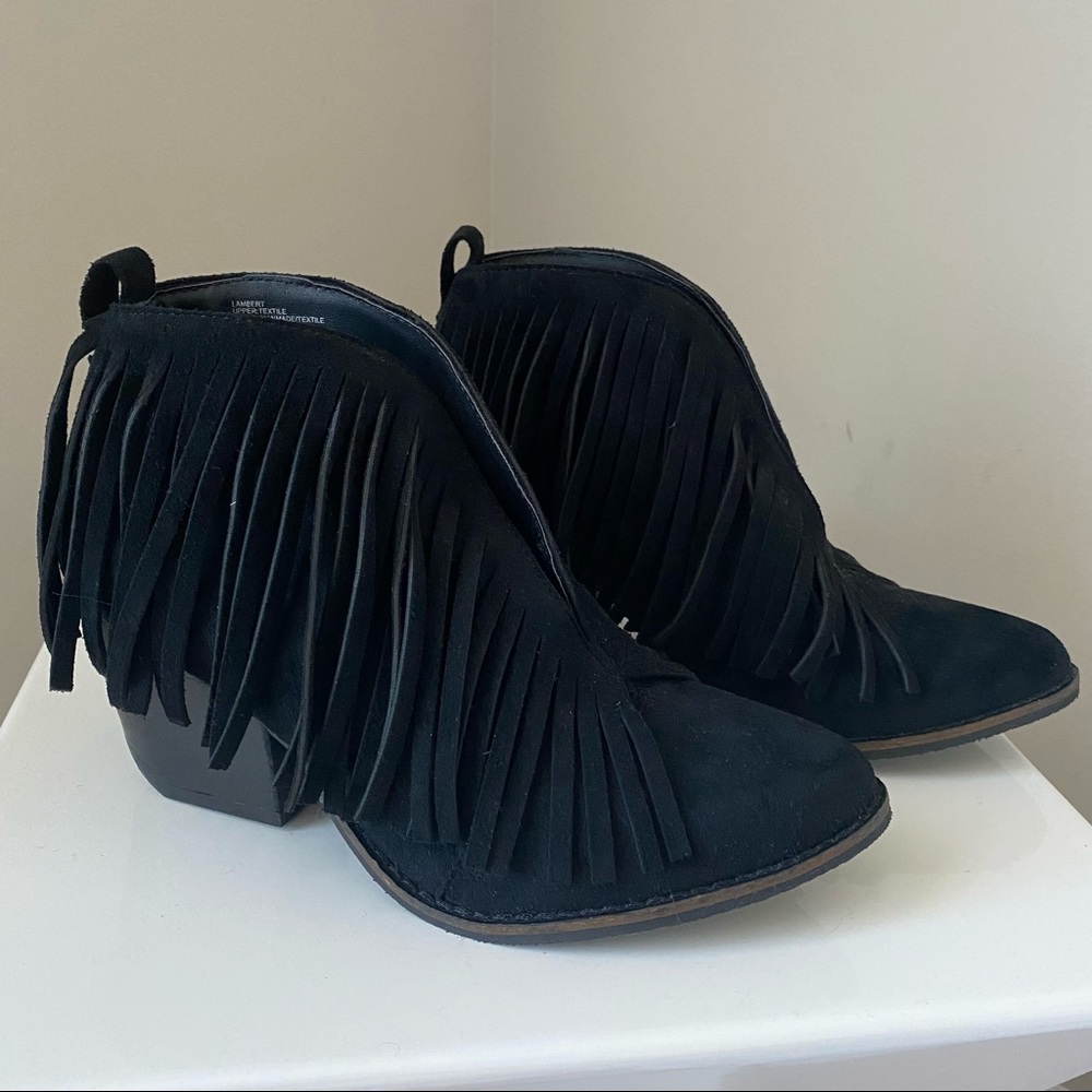 Coconuts by Matisse Black Fringe Booties